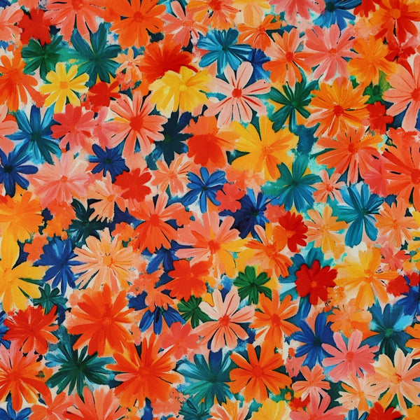 LENZING™ ECOVERO™ Flowers rot/orange/bunt